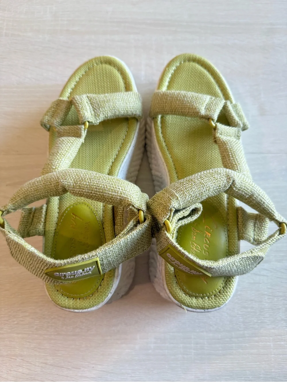 Circus NY by Sam Edelman Platform Sport Sandals Lime Green Wedge Hook & Loop 8.5